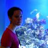 deb bathed in blue