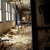 incredibly destroyed high school hallway